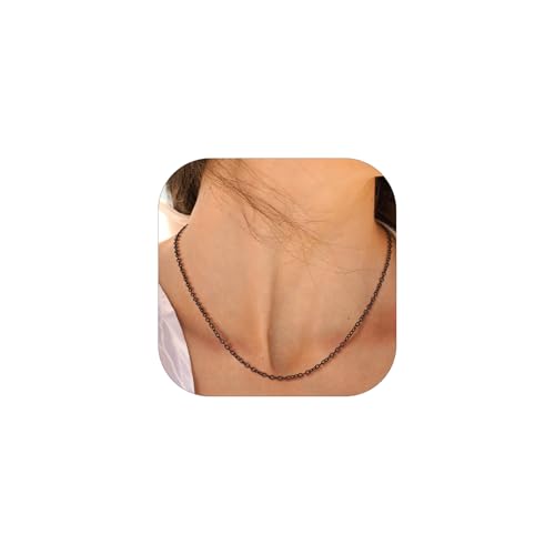 Suplight Kette Schwarz Damen Halskette 2mm Gliederkette Ohne Anhänger Frauen Filigrane Chokerkette Wasserfest Panzerkette Edelstahlkette 37cm Cable Chain Necklace Geschenk für Valentinstag Suplight Kette Schwarz Damen Halskette 2mm Gliederkette Ohne Anhänger Frauen Filigrane Chokerkette Wasserfest Panzerkette Edelstahlkette 37cm Cable Chain Necklace Geschenk für Valentinstag