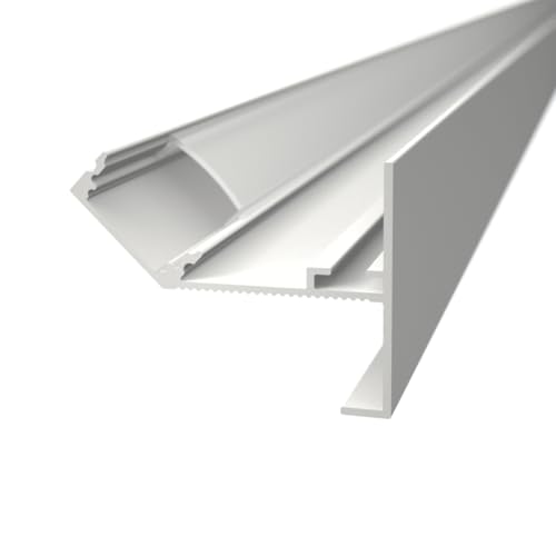 Profilo in Alluminio Bianco ALBA 2m per Velette Cartongesso Cover Opaca per Strisce LED