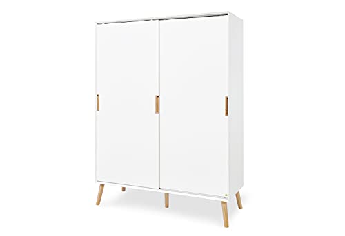 Armoire Pinolino 'Florentina' 140x57x180cm - Blanc, 3 Portes, 6 Etagères, Tringle, Enfant