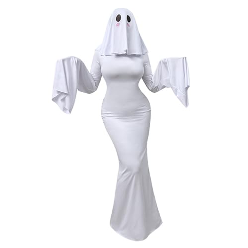 Costume fantôme complet adultes tenue Halloween grande taille avec masque