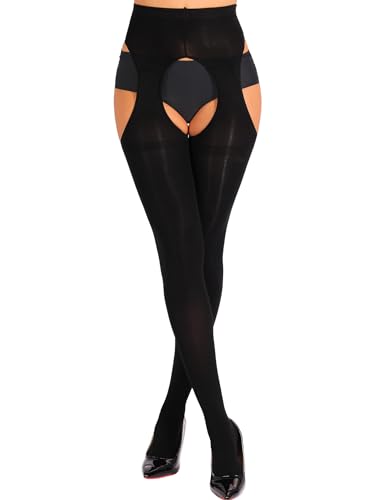 HONENNA Women's Suspender Tights Sexy Garter Belt Stockings High Waist Control Top Pantyhose3