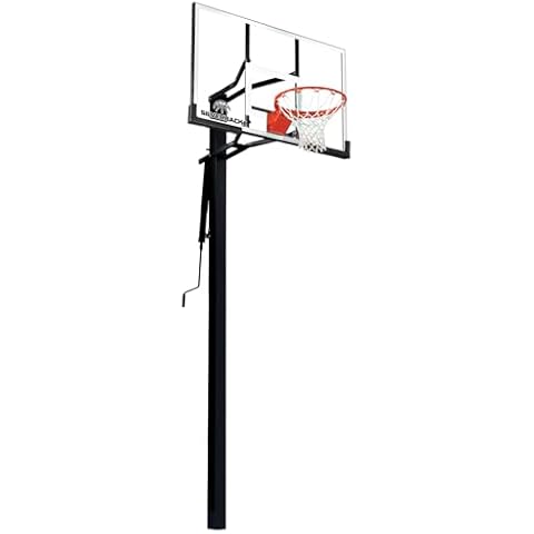 Silverback 54" In-Ground Height Adjustable Basketball System with Tempered Glass Backboard, Pro-Style Breakaway Rim, and Backboard Pad Cover