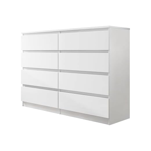 Gerflor Klebe-Vinylboden Dalle Vinyle Design 1.5 White Tile Fliese 3 Kommode mit 8 Schubladen Malwa M8, Mehrzweckschrank, Diele, Flur, Anrichte, Sideboard, Highboard, Esszimmer (Weiß)
