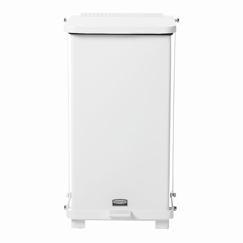 Image of Rubbermaid Commercial Products Defenders Step-On Trash Can with Plastic Liner 6.5-Gallon White Good with Infectious Waste in Doctors Office /Hospital /Medical /Healthcare Facilities