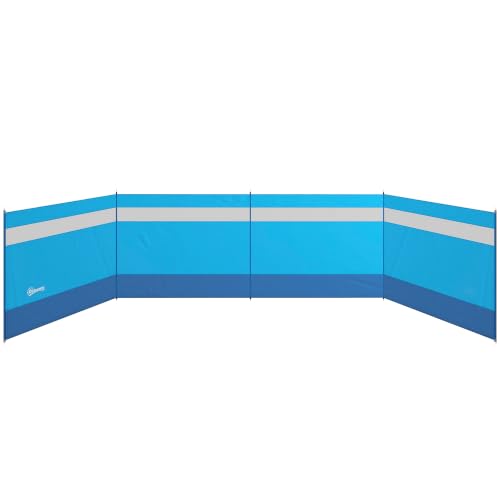 Outsunny Cortavientos para Camping de 4 Paneles 725x140 cm Impermeable Azul