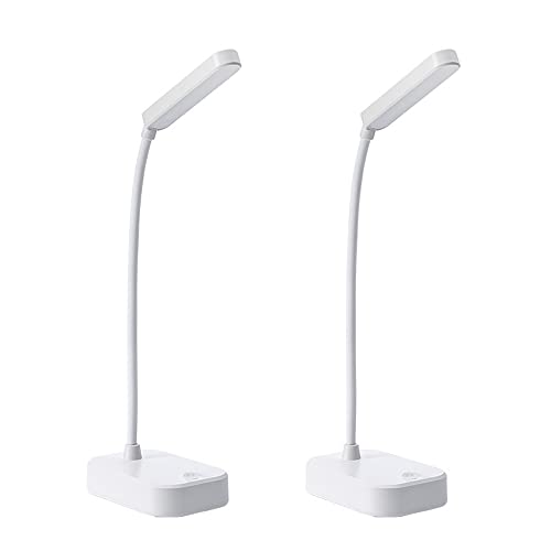 Battery Operated Table LED Lamps,Desk Light 2pcs White,Battery Operated lamp&Bedside lamp with USB Port,Suitable for Reading and Study in The Bedroom,Small Cordless Bed lamp,Kids Cute Desk Touch lamp