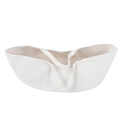 Yardenfun Cesta de Algodón Tejida para Asa Ligera y Portátil Organizador de y Ropa para Recién Nacidos Multifuncional para Guardar Accesorios Infantiles Casa y Exterior
