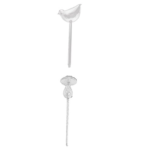 F Fityle Plant Watering Bulbs (2 Pack) Glass Self-Watering Stakes Water Globes for Indoor & Outdoor - Bird & Mushroom