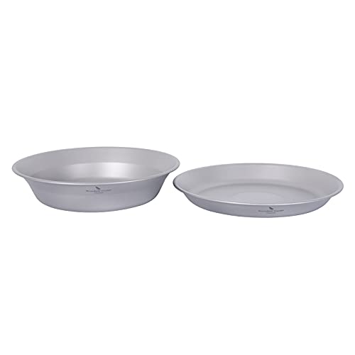 Boundless Voyage Ultralight Titanium Bowl Pan Plate Dish With Carry Bag Outdoor Camping Portable Tableware Cookware (2 Pcs Set (Shallow Bowl+Plate)) #TOP4