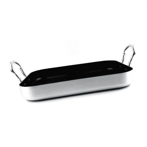 GLOGLOW Sartén rectangular antiadherente de aleación de aluminio multifunción plana de una sola parte inferior con asas, diseño compacto, construcción duradera, revestimiento antiadherente, uso