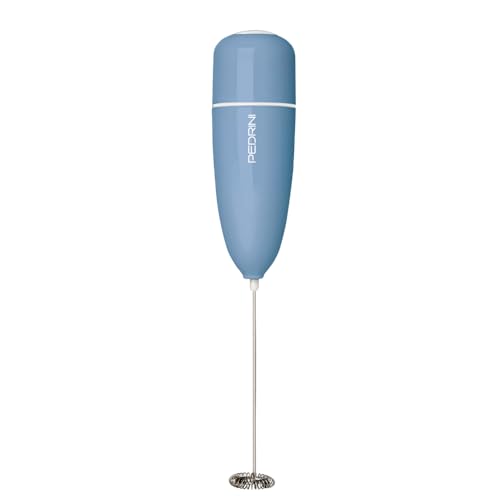 Image of Pedrini- Italy, Milk Frother, Handheld Stainless Steel Milk Foamer for Coffee, Cappuccino, Latte, Hot Chocolate - Portable & Easy to Use, Battery Operated-Blue
