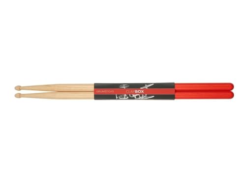Image of Clapbox Drum Sticks with Grip (Red) Maple Wood, 7A Size - One Pair