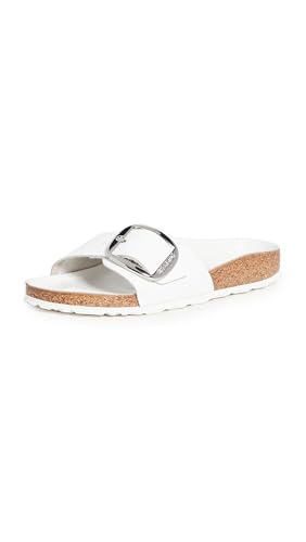 Birkenstock Women's Madrid Big Buckle Sandals, White, 9 Narrow US