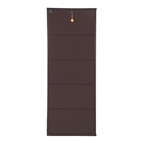 Image of DELITE KOM 24 Inch Wide, 5 Shelf Metal Shoe Rack Wall Mounted for Home with Central Lock | Holds Upto 15 Shoes or 25 Slippers Pair | 1 Year Warranty | (67 x 24 x 5 Inch, Coffee) | DIY | Space Saving