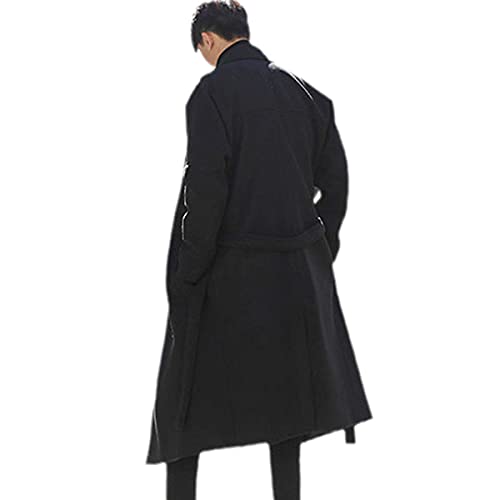 Manteau en laine mélangée veste hiver homme pardessus habillé noir