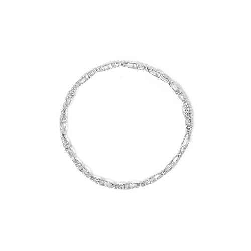 Haus of Brilliance 10K White Gold 1.00 Cttw Round-Cut Diamond Tennis Bracelet with Swirl Link (H-I Color, I3 Clarity) - 7" Inches
