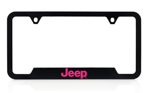 Jeep UV Printed in Tuscadero Pink Black Plated Plastic License Frame
