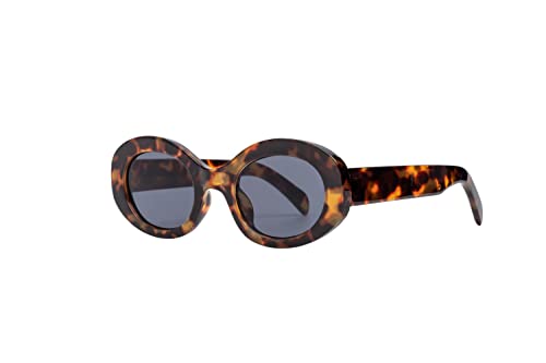 tigratigro Lunettes de soleil Ovales Vintage pour Femme/Homme Lunettes de soleil élégantes Rétro, Rotondi UV400, marron Cover