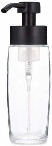 Miniatura 6 de Rail19 Dispensador de jabón espumoso de vidrio grande con bomba de metal, 10oz (negro)