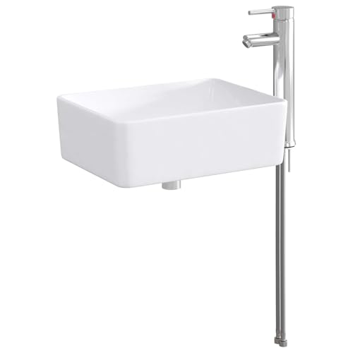 Lavabo compact pour toilettes d'invités moderne avec robinet chromé - 2