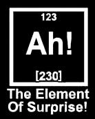 Legacy Innovations LLI Ah The Element of Surprise Funny| Decal Vinyl Sticker | Cars Trucks Vans Walls Laptop | White | 5.5 x 4.4 in | LLI1212