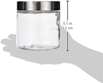 Kela Storage Jars Set Bera 0,8l of Glass/Stainless Steel, Transparent/Silver, 11 x 11 x 12 cm