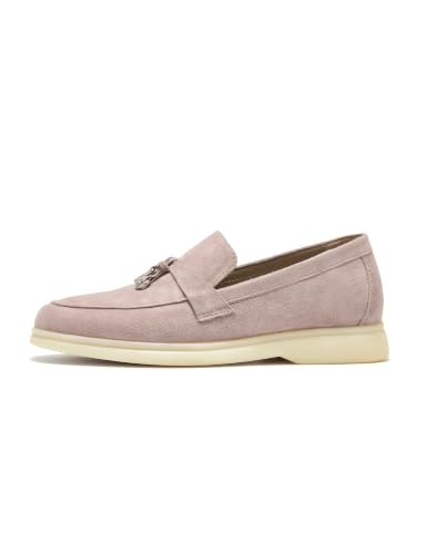 Image of BEAU TODAY Women's Suede Loafer Flats，Slip On Penny Loafers Work Shoes