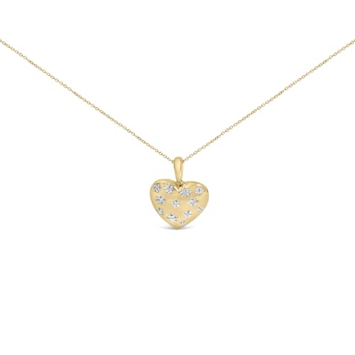 Gold Vermeil 1/10 Cttw Diamond Bold Heart Pendant Necklace