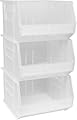 Akro-Mils 30270 AkroBins Plastic Storage Bins, Space-Saving Stackable Bins for Garage, Pantry, Craft Organization, 18" x 16" x 11", Clear, 3-Pack