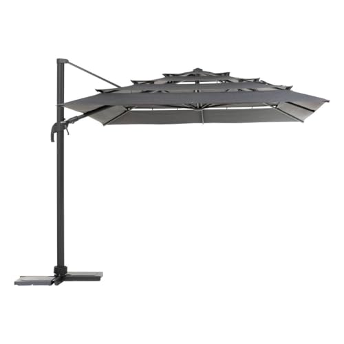 Hespéride - Parasol Déporté Rectangulaire Melhia Anthracite - 4 x 3 m - Aluminium Anti Rouille, Rotatif 360°, Inclinable - Pour Jardin, Terrasse
