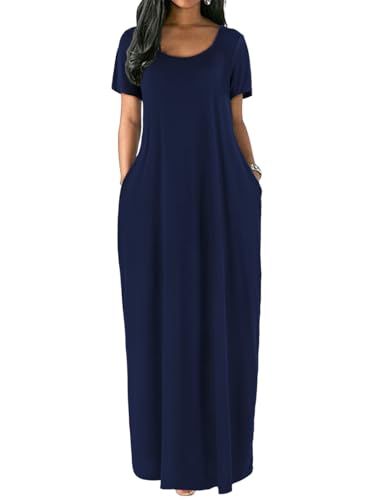Image of Nimsruc Women Summer Long Dress Casual Sexy Short Sleeve Loose Maxi Dresses for Women 2025