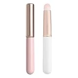 WALWAL 2 Pcs Lip Brush with Protective Lid, Soft Round Head Lipstick Applicator Brush, Application for Lipstick & Gloss, Travel Friendly, Multi-Use Makeup Tool for Women & Beauty Pros(White + Pink)