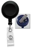 Black Badge Reel w/ Clear Vinyl Strap & Swivel Spring Clip, Sold Individually