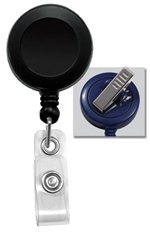 Black Badge Reel w/Clear Vinyl Strap & Swivel Spring Clip by Specialist ID, Sold Individually