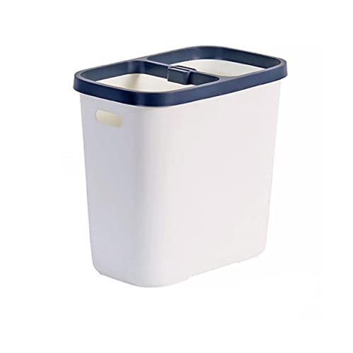 SUREK Exquisita categoría papelera de cocina cubo de basura de 2 compartimentos con soporte cubo de basura de alta capacidad plástico reutilizable blanco