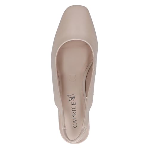 CAPRICE Décolleté Slingback da Donna in Pelle Verniciata, Beige (Beige Perlato), 39 EU