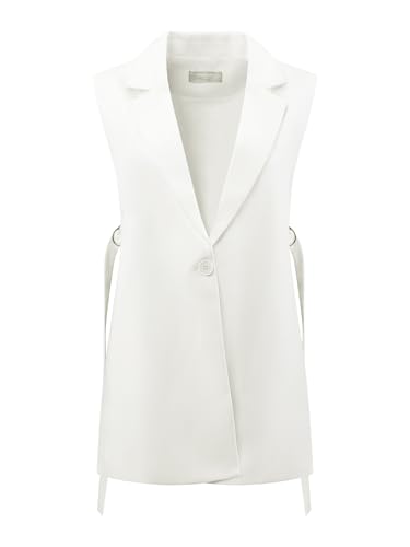 Women's Long Vest Sleeveless Lapel Collar Open Front Office Work Suit Jacket Blazer