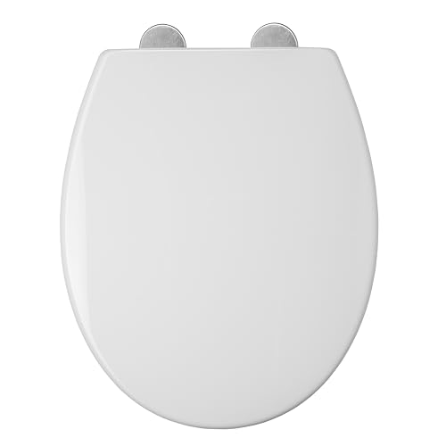 Croydex Corvo Stick 'n' Lock Soft Close Toilet Seat - Adjustable Hinges with a Quick-Release Button for Easy Cleaning and Antibacterial Treated Surface with Top and Bottom Fixings