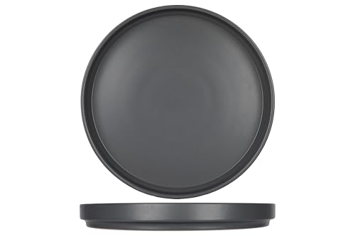 Cosy & Trendy Lot de 6 Assiettes Plates en Grès ALTO, Gris, D26Cm