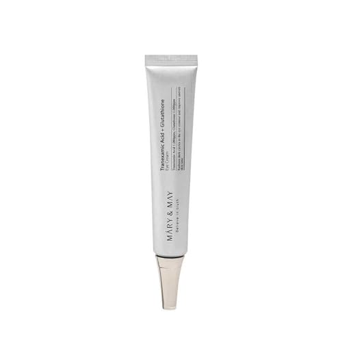 Mary&May Korean Skincare Tranexamic Acid + Glutathione Eye Cream - Reduces Dark Circles around the eye Powerful Antioxidant improve Uneven Skin Tone with Vitamin C Morning/Night use 12g/0.42 oz
