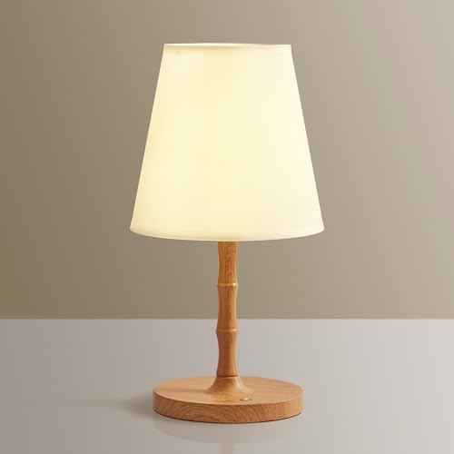 Image of Dawnwake Table Lamp Cordless Bedside Desk Lamp,Rechargeable Battery Operated Lamps for Bedroom Night Stands,3 Colors Touch Dimmable Small Table Kitchen Lamps,4000mAh LED Wood Grain