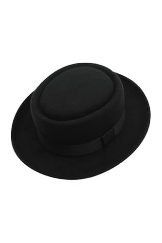Auoctey Walter White Hat Cosplay Costume Accoessories Adult Walter Costume Hat Caps Headwear Halloween Suit for Men (Black One Size)