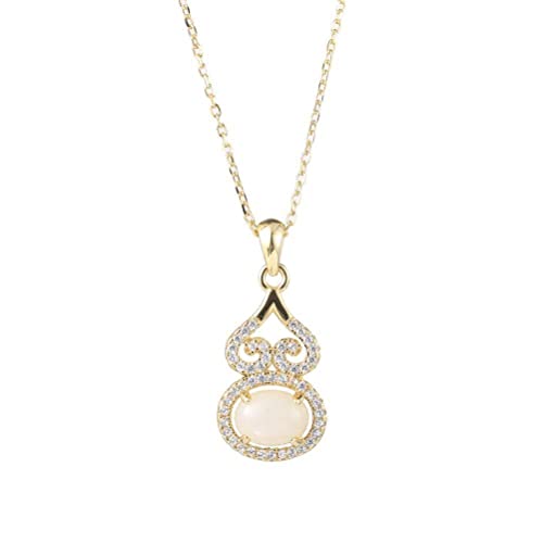 Collier en jade blanc néphrite véritable façon gourde d'exception