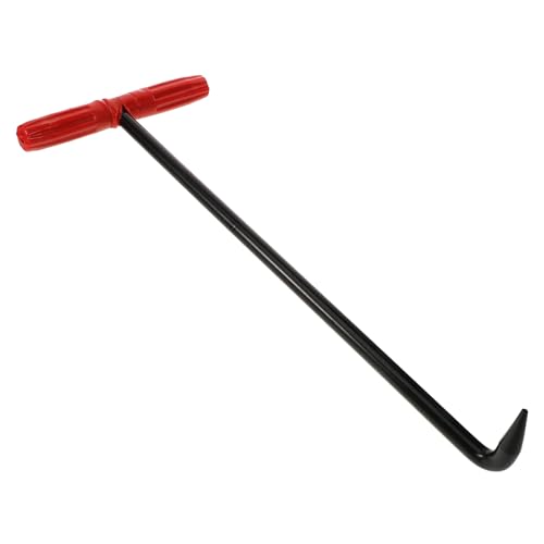 HOMOCONO Sturdy Manhole Cover Hook Roll up Door Lifter T-Shaped Iron Hook Lifting Tool for Grate