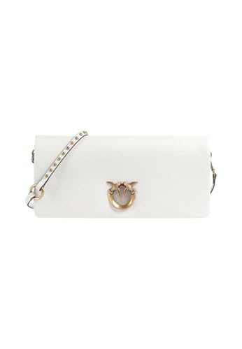 Pinko Bolso bandolera Click Soft, blanco, piel, 27,5 x 13 x 2 cm, correa ajustable, estilo casual elegante