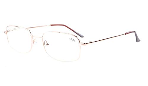 Eyekepper Bridge-Flex Memory Titanium Mens Womens Spring Hinges Reading Glasses Gold +0.75