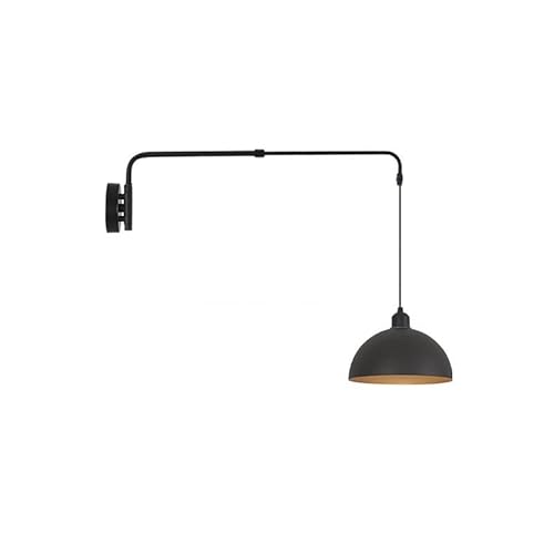 Lampada da Parete Telescopica Rotante Industriale Mi con Braccio Oscillante Lungo A LED Nero, Applique da Parete per Interni, Studio, Comodino, Ristorante, PiccoloB Small
