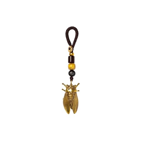 ADERFETBI Llavero Colgante de Llavero de Coche Hecho a Mano, Colgante de cigarra de latón Puro, Colgante pequeño de Cobre, decoración de Llavero Colgante de Mochila Llavero Coche