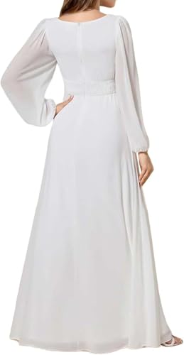 Topsta Junior Bridesmaid Dresses Crewneck Chiffon Flower Girl Dress A-Line Lantern Sleeves Pleated Girls Formal Dress3