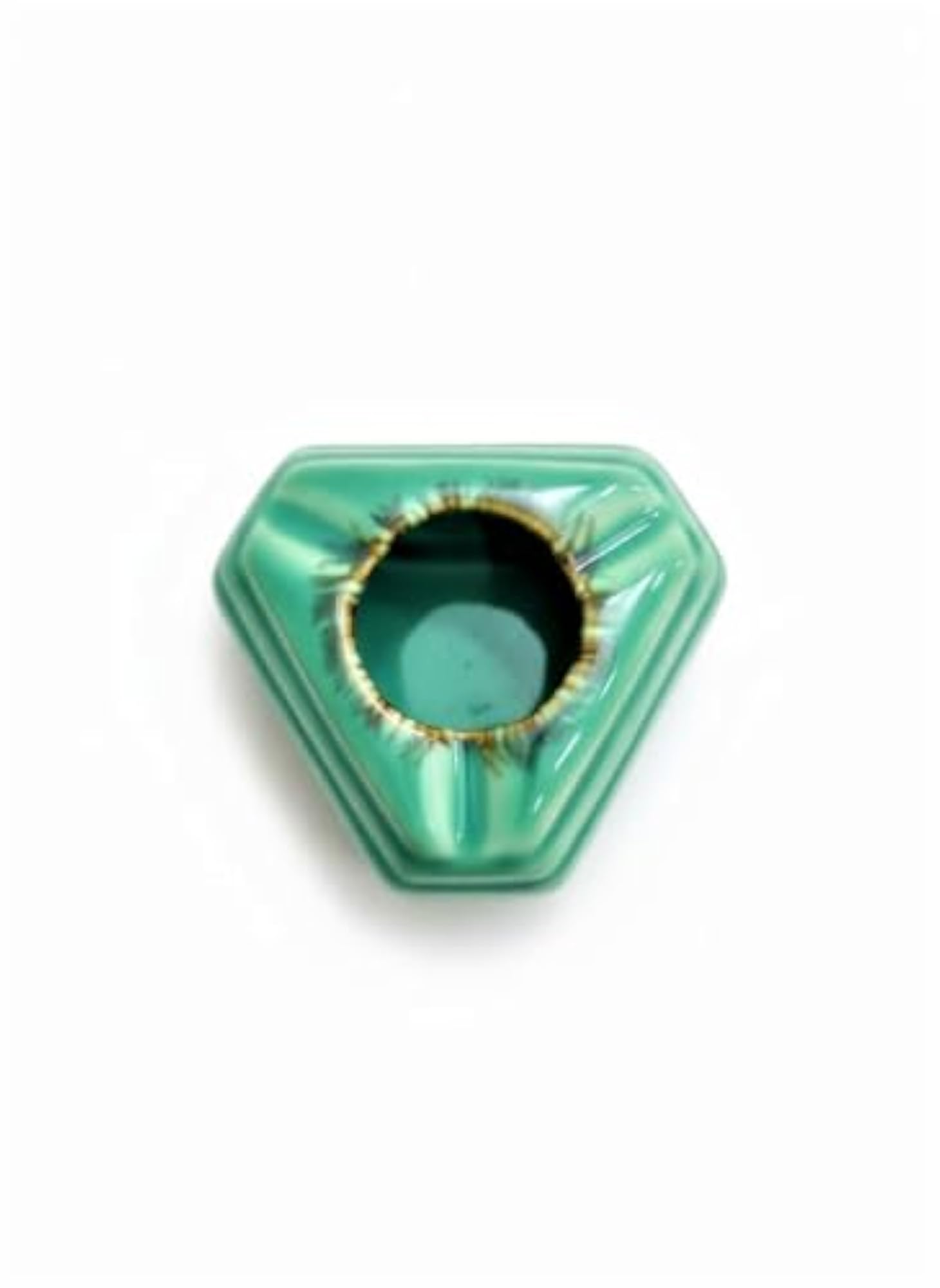 Ceramic Ashtray, Teal Green Glaze